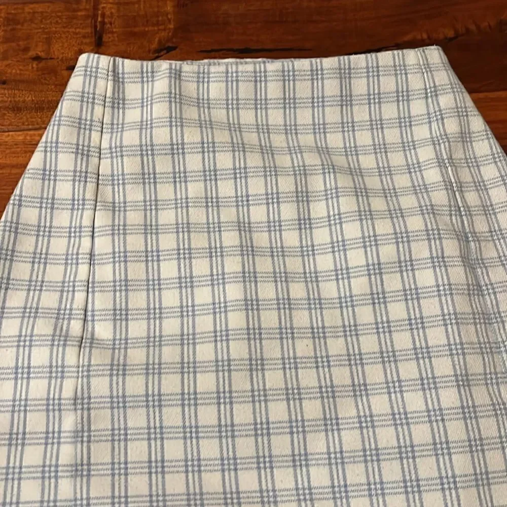 Brandy Melville Blue Plaid Check Cara Skirt